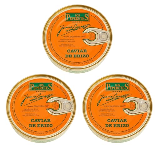 LOS PEPERETES x3 Lata Caviar de Erizo 120 g | Marisco Gallego Gourmet | Huevas de Erizo del Atlántico | Conserva Artesanal y Natural | Sabor Intenso del Mar de Galicia | Producto Premium Delicatessen