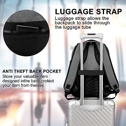 Image of School Backpacks for Teens Boys, 15.6 Inch Bookbag with Laptop Compartments | Sturdy Ergonomic Anti-Theft Water-Resistant Back Pack for Middle, High School & College, Grey