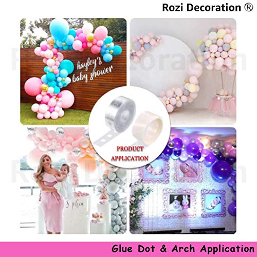Image of Rozi Decoration Balloon Accessories Tool Kits (Balloon Chain /Arch & Glue Dot 2 roll Each) Transparent,non toxic,4 pieces