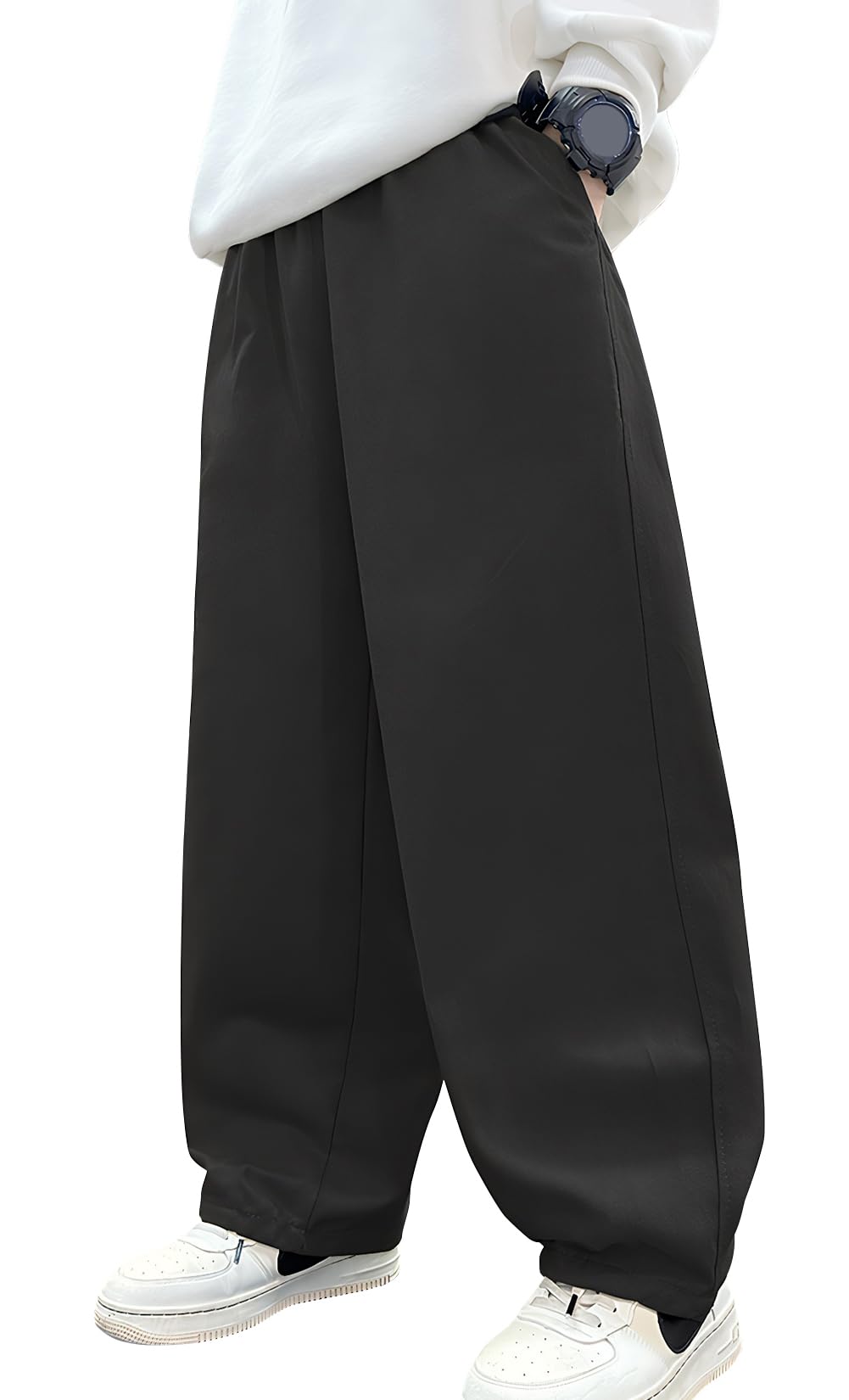 Happy Cherry Pantalon Baggy pour Garçons Adolescents Pantalon Décontracté en Coton pour Enfants Streetwear Hip Hop 120-170