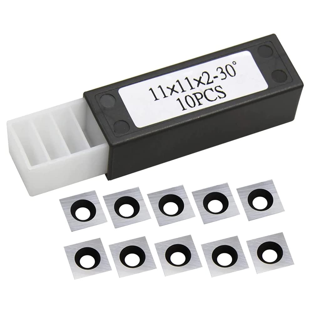 10 PièCes en Carbure de Bois InsèRe des Fraises pour Outil de Tournage de Tour à Bois 11X11X2.0Mm-30° Jeu D'Outils de Tournage sur Bois Match, Argent