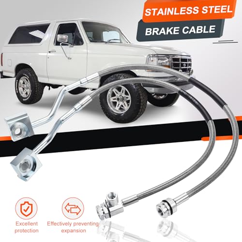 89310S 4-6\" Front Stainless Brake Lines, Extended Brake Lines Compatible with 1980-1996 Ford F-150 and Ford Bronco