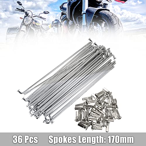 sourcing map 36Stk 3,5mm Gewinde Durchmesser Motorrad Rad Speichen mit/Nippel 170mm Länge DE