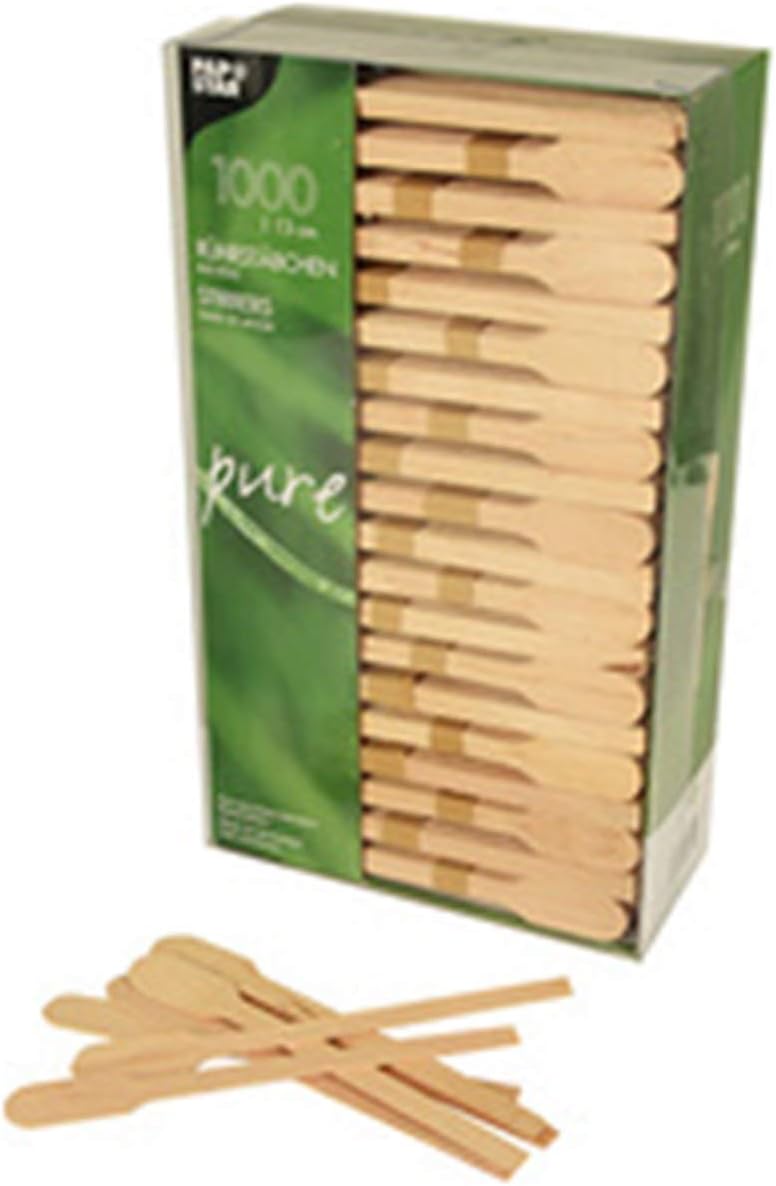 Papstar 16715, 1000 stirring sticks, wood, pure, 13 centimeter