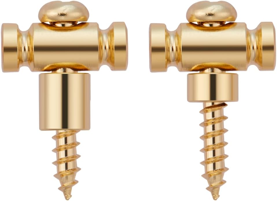 Dopro 2-Pack Barrel Style Stainless Steel Guitar String Guides Steel String Retainers String Trees with extra Short and Tall Spacers for Most Electric Guitars Gold