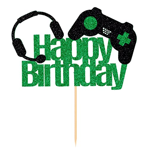 Jacob Happy Birthday Video Game Cake Top Hat-Game Theme Handle Headset Party Decoration-Children's Video Game Birthday Decoration Supplies #TOP1