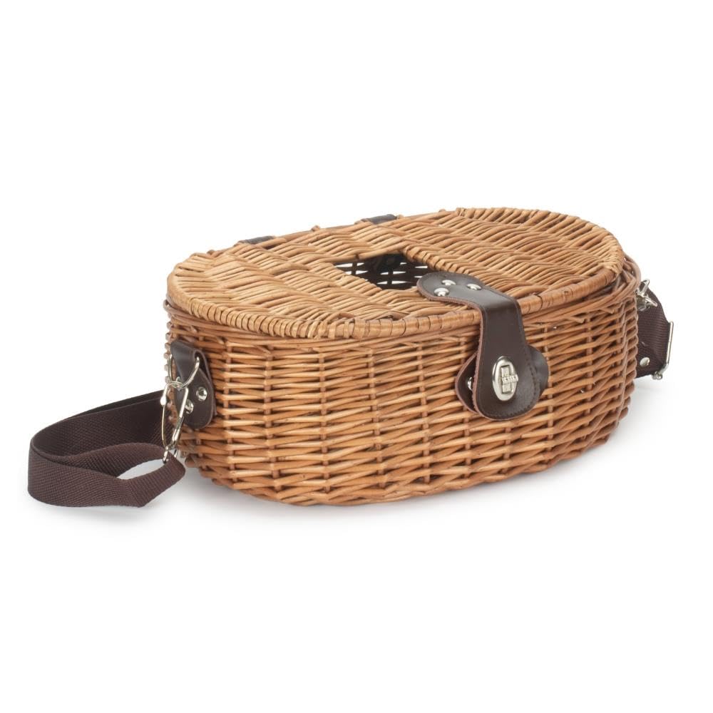 Red Hamper Double Steamed Fishing Tackle Creel Wicker Basket