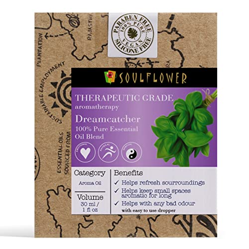 Soulflower Dreamcatcher Essential Oil Blend For Better Sleep & Relaxation, Aromatherapy, Home Diffuser - 100% Pure, Organic Therapeutic Grade, Natural & Undiluted Oil, 1 Fl Oz #TOP7