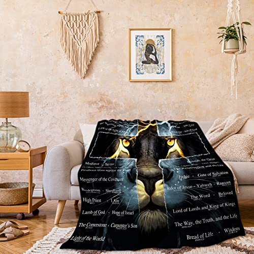 Bible Verse Throw Blanket Lion Throw Blanket 50X60 Inch Ultra-Soft Micro Fleece Blanket Religious Blanket Christian Blanket Gifts For Women Men Home Living Room Decoration For Kids Adults #TOP1