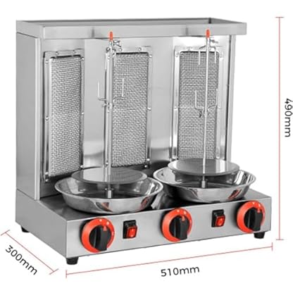DPLWJPP Gas-Döner-Kebab-Maschine Edelstahl Vertikaler Broiler,Dönergrill Tischgrill BBQ Grillofen,Für Kebabs,Spieße Und Braten Für Haushaltspartys,B-Silver – Bild 8