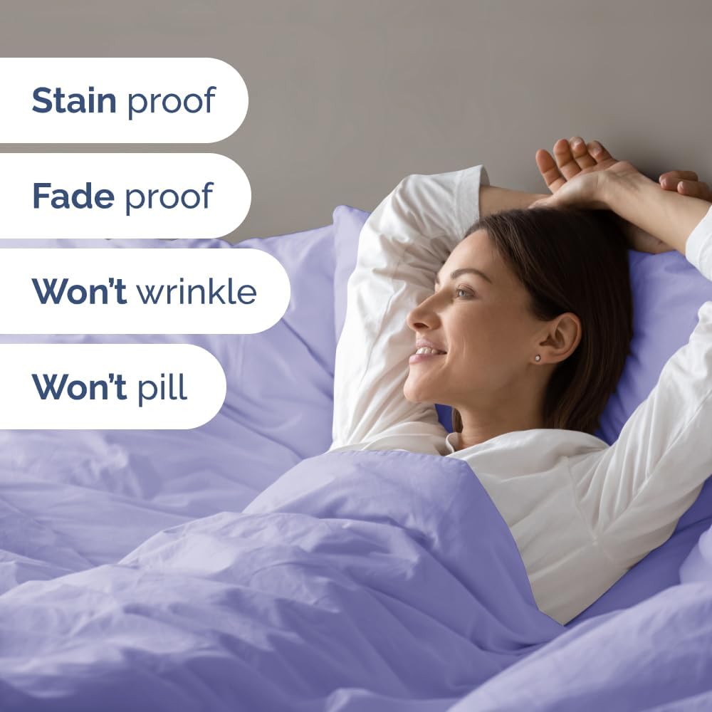 King Size Flat Bed Sheet + Comforter Bundle - Hotel Luxury Single Flat Sheet - Fits Mattresses with Deep Pockets Between 8 to 16 inches - Ultra Soft, Breathable and Wrinkle Free - Oeko-Tex - Lavender