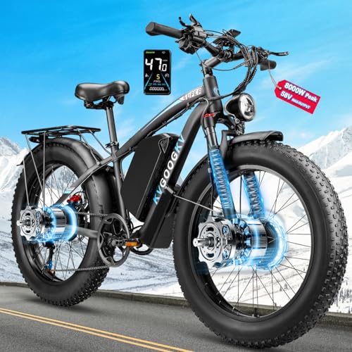 KVGOOGKV 8000W Dual Motor Ebike for Adults,58V Max 34Ah Fast Electric Bike to 42-47MPH,1856Wh Battery Up to 105 Miles,24" Fat Tire Lockable Suspension Electric Bicycle for Snow Off-Road Mountain