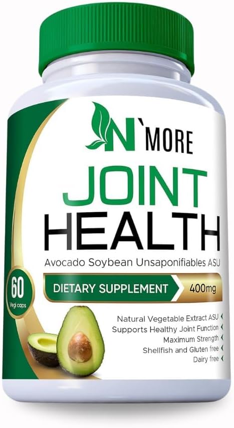 Avocado Soybean Unsaponifiables Joint Health Supplement 400 mg, Non-GMO, Dairy, Gluten & Shellfish Free, 60 Day Supply, One Capsule Per Day