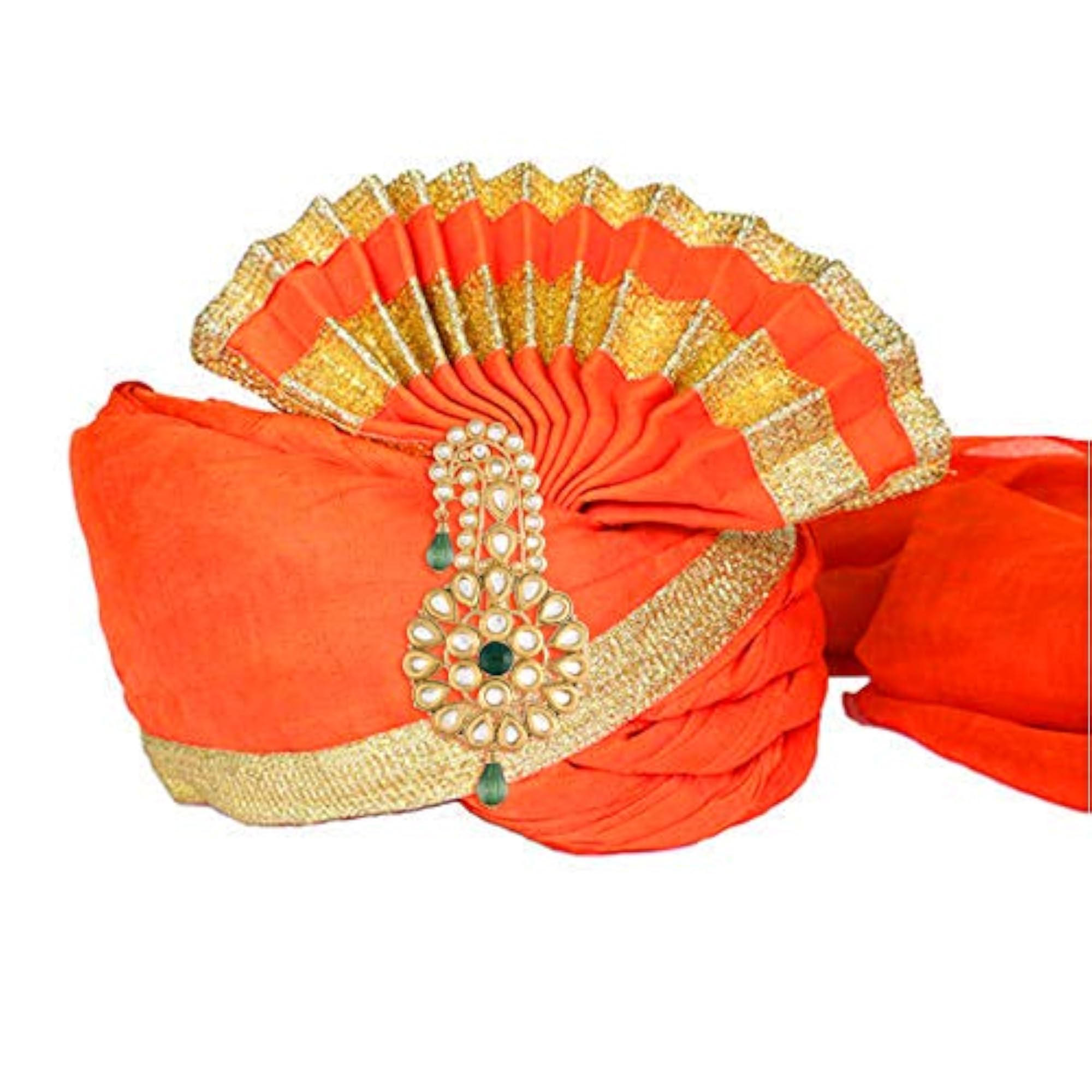 Gold Plated Traditional Kundan Safa Kalangi Brooch for Groom