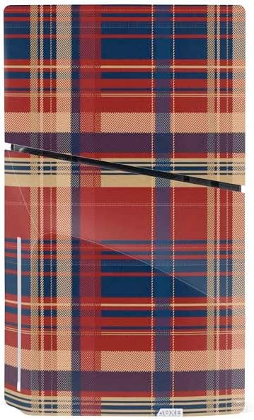 Skinit Decal Gaming Skin Compatible with PS5 Slim Disk Console - Red and Blue Plaid Design
