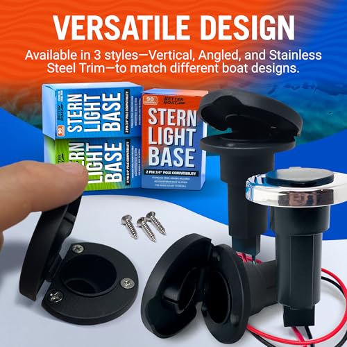 Image of Boat Stern Light Base, Navigation and Anchor Light Base Socket, 2-Pin Plug | Stern Lights, Vertical Slot Design for Boats