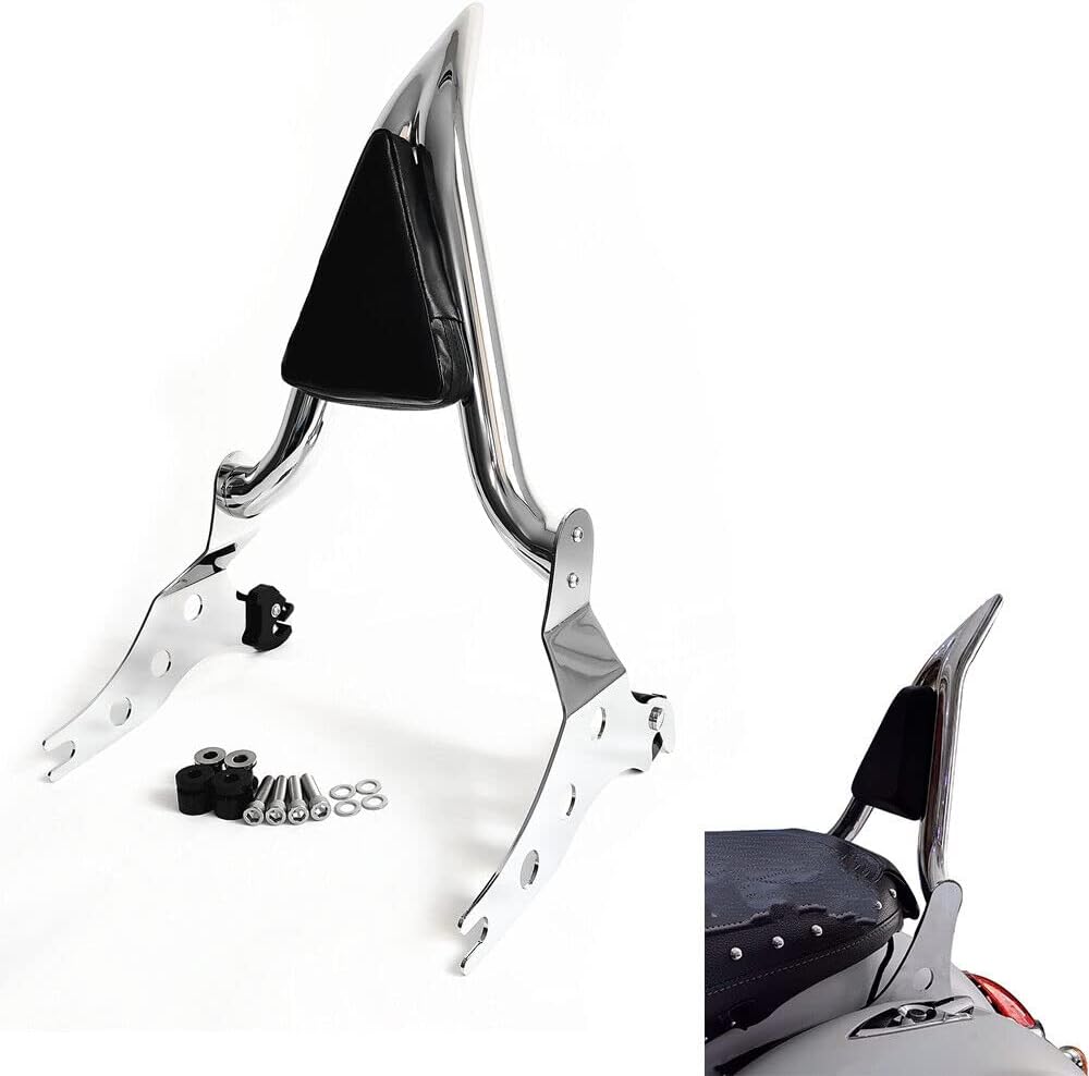 Chrome Sissy Bar, Detachable Passenger Backrest Rear Pad Fit for Fatboy FLFBS 2018-2024 Breakout 2013-2024