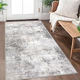 IOHOUZE Abstract Area Rug 3x5 Ft Washable Rugs for Entryway Indoor, Non Slip Kitchen Rug Printed Faux Wool Throw Rugs, Indoor Door Mat for Door Entrance Foyer Living Room, Grey Beige