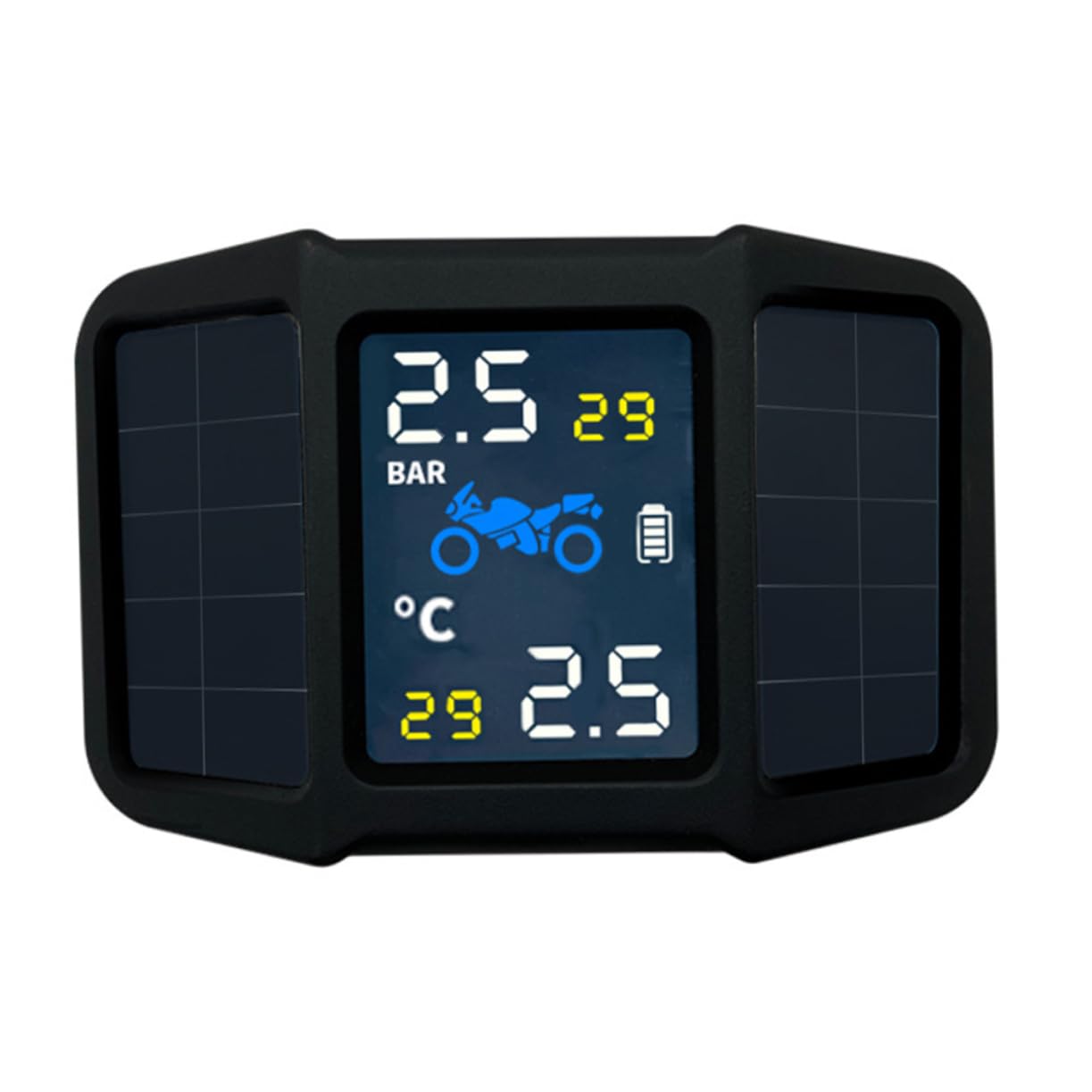 1set Solar Tire Pressure Monitor for Motorcycles Accurate Tire Pressure Sensor Real Data Efficient Practical Easy to Operate Black