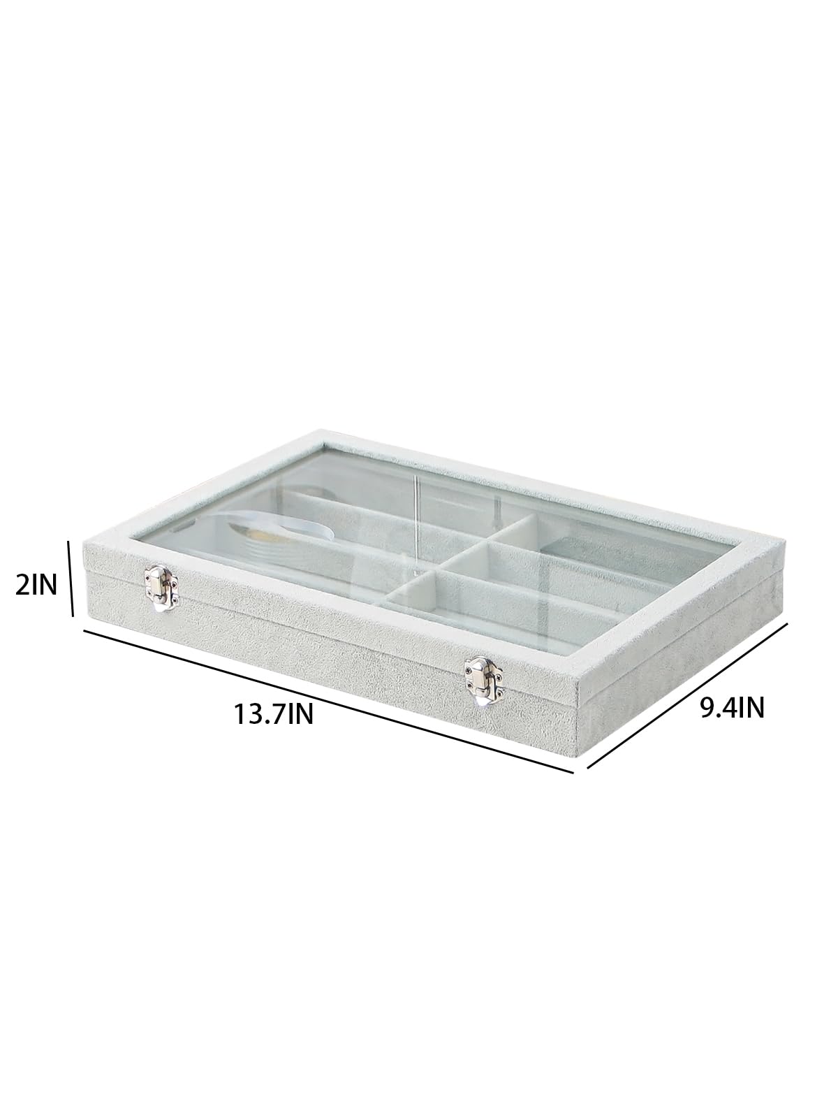 Bandeja organizadora de gafas de sol para joyas, caja de terciopelo gris para gafas, organizador de gafas para escritorio en casa o exhibición de espectáculos de ventas (con tapa)
