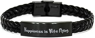 Funny Kite Flying Braided Leather Bracelet, Happiness is Kite Flying, Present For Friends, Epic Gifts From Friends, Kites, Kite gifts, Cool kites, Flying kites, Kite flying gifts