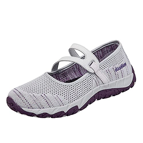 Frauen Keil Boot Schuhe Bequeme Deck-Schuhe Damen Atmungsaktiv Casual Bogen Unterstützung Turnschuhe Ultraleichte Anti-Rutsch Wanderschuhe (Grau 38EU) Cover