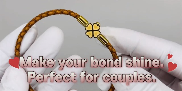 Pulsera Unisex de Cuero Trenzado con Amuleto de Oro 18K miniatura 7