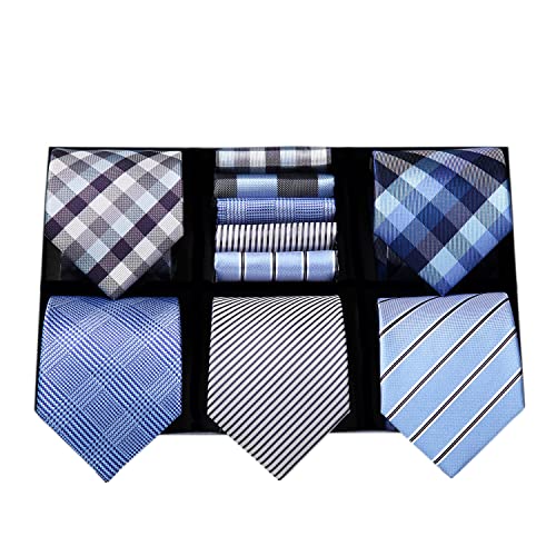 HISDERN Herren Krawatte Einstecktuch Set Lot 5-teilig Klassische Krawatten...