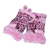 ZLYC Femmes d'Hiver Demi-Doigts Gants Chauds Fourrure Artificielle Gants Sans Doigts(Rose Léopard),Taille unique
