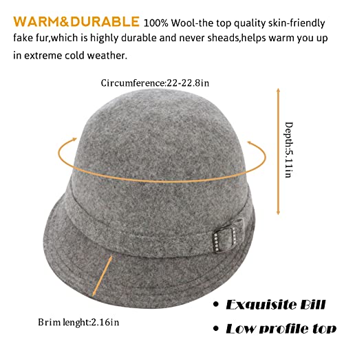 Colorsun Winter Bucket Hats For Women 1920S Vintage 100% Wool Felt Cloche Hat Crushable Church Derby Party Fashion thumb #1