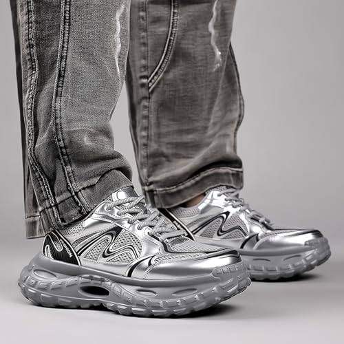 Men's Fashion Breathable Mesh Platform Chunky Lace-Up Sneakers Comfortable Non Slip Y2K Walking Dad Sneakers Workout Sport Work Tennis Shoes4