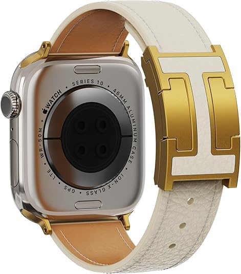 Leather Magnetic Watch Band Compatible with Apple Watch Ultra 49mm 46mm 45mm 44mm 42mm 41mm 40mm 38mm, Designer Replacement Strap for Women Men iWatch Series 9/8/7/6/5/4/3/2/1/SE/Ultra 2