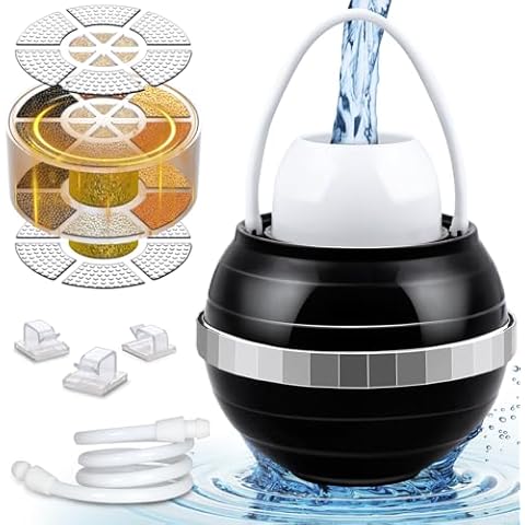 Bath Ball Filter Bathtub Water Filter, 8 Stages Bath Filter for Tub, Bathtub Filter for Tub Water Filter, Sensitive Skin Bath Filter for Hard Water Bathtub Water Purifier 2500 Gallons Water, Black Cover