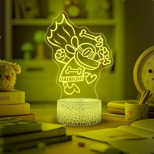 Image of Officially Licensed Dog Man Night Light - The Bark Knight LED Glow Light with Removable 7 Colors Base, Kids Bedroom Decor Bedside Lamp, Night Light for Kids, Christmas Birthday Gifts for Boys & Girls