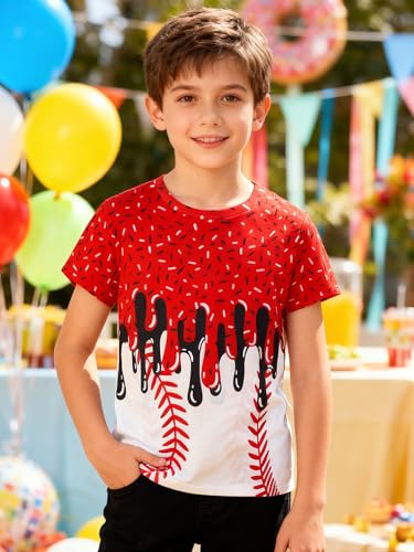 Image of uideazone Tshirts for Boys Kids Short Sleeve T-Shirt 3D Graphic Tee Shirts Tops Clothes 4-16 Years