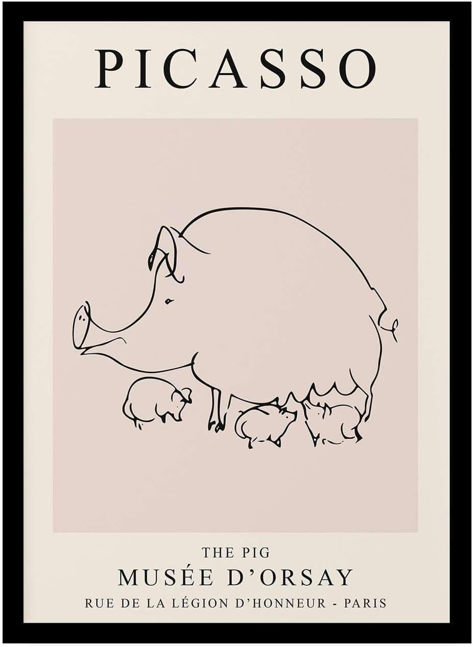 QSDTGHUIKP Pablo Picasso Pig Posters Animals Prints 40x60cm Frameles Canvas Wall Art