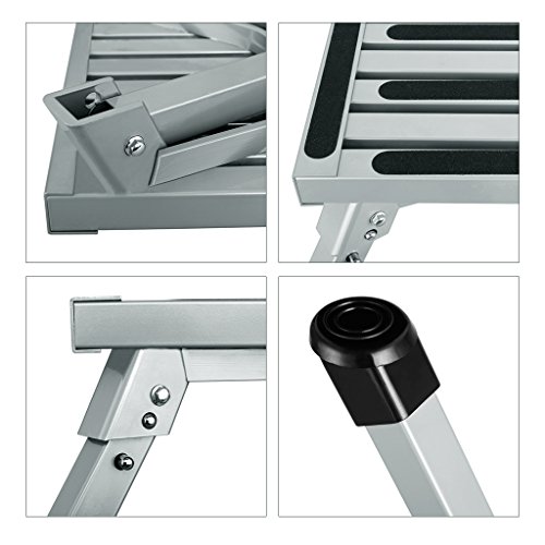 Finether Aluminum Folding Platform Steps, Portable Rv Step Stool-Supports Up to 1000lbs, EN 131 Certified Height Aluminum Folding Platform Step with Non-Slip Rubber Feet - Thumbnail 5