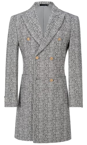 Mens Casual Blazer Coats Wool Blend Men Trench Coat Jacket Double Breasted Classic Warm Men's Sport Coats