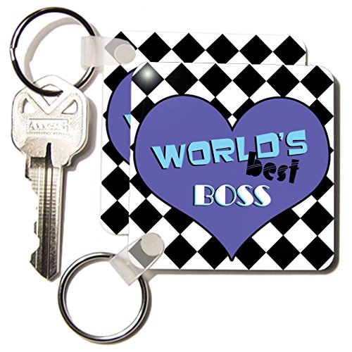 Porte-clés Worlds Best Boss bleu à emporter chaque matin au bureau ou en voiture