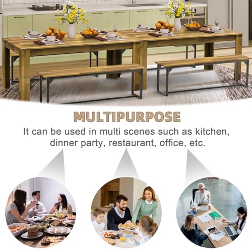 STHOUYN 71" 6ft Kitchen Dining Room Table for 6 8, Large Farmhouse Dinner Table, Wood Rectangular Long Tables for Big Family, Waterproof & Scratch Resistant (Brown)