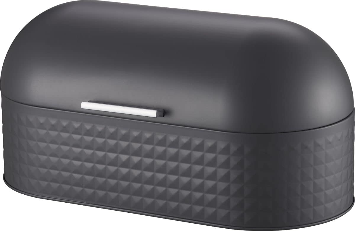 Michelino Brotbox aus Eisen, pulverbeschichtet, grau matt – 43,5 × 22 × 21,5 cm