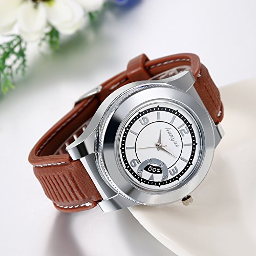 JewelryWe Pack of 2 Newest Men USB Electronic Rechargeable Windproof Flameless Cigarette Lighter Watch Novelty Windproof Black Brown