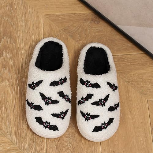 Halloween Slippers For Women 2025 Pumpkin Slipper for Womens Mens Plush Warm Spooky Lantern Christmas Holiday House Shoes Home Fuzzy Outdoor Indoor Bedroom Slides3