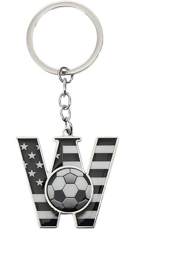 Bag Charms Initial A-Z Letter Keychain Bag Charm Soccer Keychain for Handbags Sports Bag
