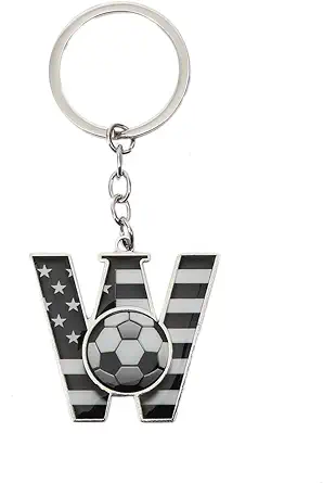 Bag Charms Initial A-Z Letter Keychain Bag Charm Soccer Keychain for Handbags Sports Bag