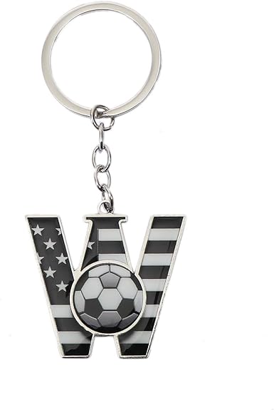 Bag Charms Initial A-Z Letter Keychain Bag Charm Soccer Keychain for Handbags Sports Bag