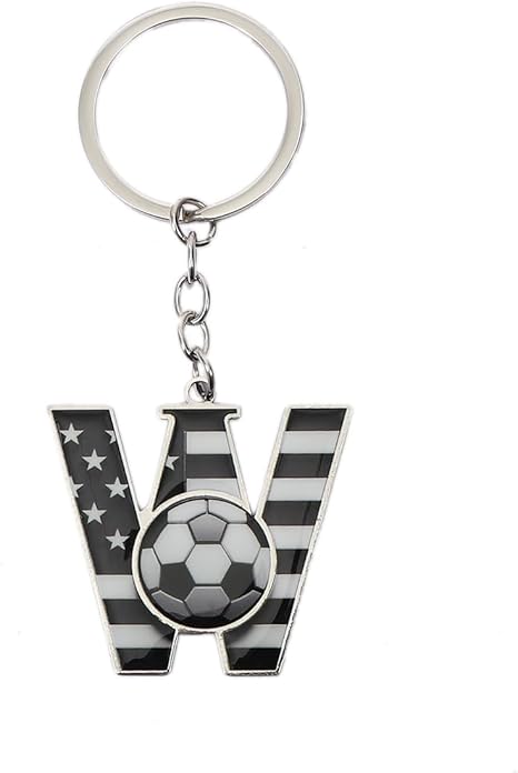 Bag Charms Initial A-Z Letter Keychain Bag Charm Soccer Keychain for Handbags Sports Bag
