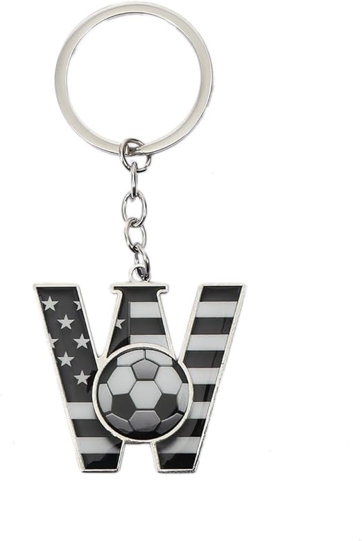 Bag Charms Initial A-Z Letter Keychain Bag Charm Soccer Keychain for Handbags Sports Bag