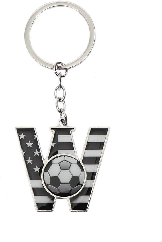 Bag Charms Initial A-Z Letter Keychain Bag Charm Soccer Keychain for Handbags Sports Bag