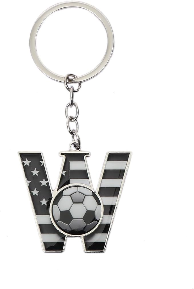 Bag Charms Initial A-Z Letter Keychain Bag Charm Soccer Keychain for Handbags Sports Bag